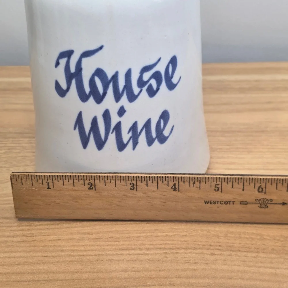 Unbranded House‎ Wine Ceramic Carafe Pitcher White Blue Vintage Bistro 10.5in